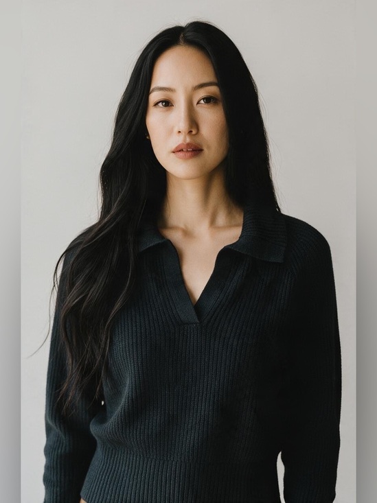 Abercrombie & Fitch Sweaters - Abercrombie & Fitch Black V-Neck Collared Ribbed Women's Sweater